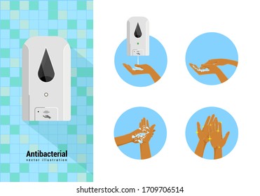 Processing instruction. Antibacterial protection. Disperser. Vector illustration.