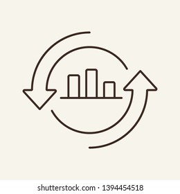 Processing line icon. Business, circle, graph, arrows. Investment concept. Can be used for topics like economy, accounting, analysis