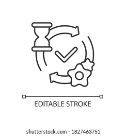 Processing linear icon. Network request handling notification. HTTP status message thin line customizable illustration. Contour symbol. Vector isolated outline drawing. Editable stroke