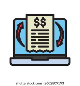 Processing outline color icon, mini illustration. use for economy, business, finance, ecommerce, payment service UI, UX kit, app and web development, digital or print.
