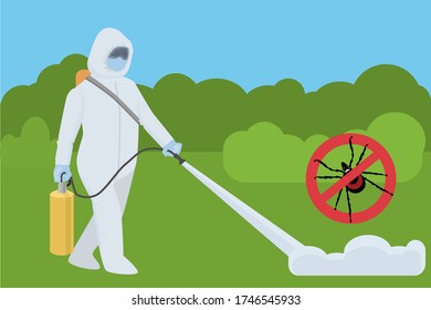 Processing, pest control of parks and recreation areas from ticks. Prevention of infections transmitted by parasites. Vector