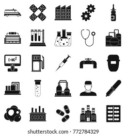 Processing plant icons set. Simple set of 25 processing plant vector icons for web isolated on white background