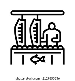 processing plant salmon line icon vector. processing plant salmon sign. isolated contour symbol black illustration