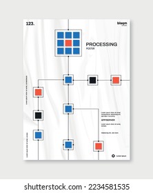 Processing poster concept. Graphic element for website. Exchange and systematization of information, science and technology. Innovation and futuristic banner. Cartoon flat vector illustration