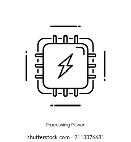 processing power icon. Outline style icon design isolated on white background