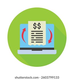 Processing rounded flat mini illustration color icon, use for economy, business, finance, ecommerce, payment service UI, UX kit, app and web development, digital or print.