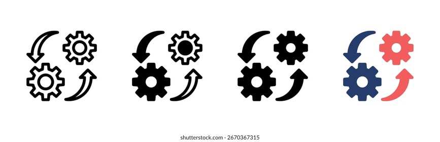 Processing Settings icon sheet multiple style collection