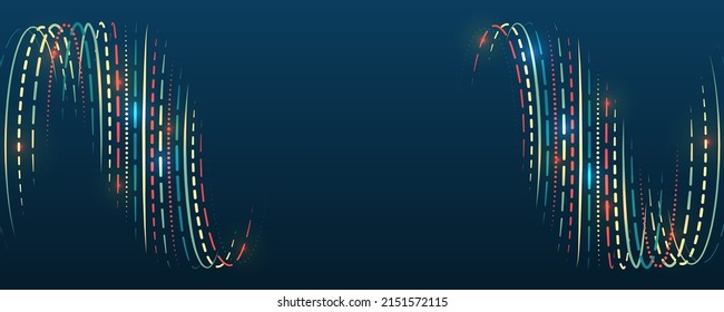 Processing sorting data fragmentation. Business analytics. The flow of information in the form of waves and particles. Visualization of a large amount of data. Abstract transformation of information.