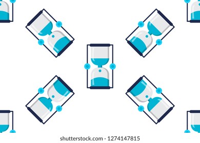 Processing time icon in flat style isolated on white background.  Seamless pattern stock vector illustration