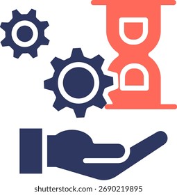 Ilustración vectorial de color de glifo de icono de tiempo de procesamiento