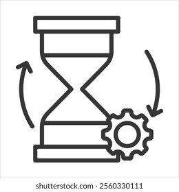 Processing Time Outline Icon Vector Illustration