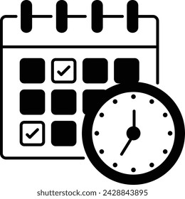 Processing time or Planner vector icon design, self improvement at workplace Symbol, business motivation Sign, goal-directed behavior stock illustration, Task project Scheduler and Estimates concept