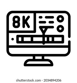 processing video quality line icon vector. processing video quality sign. isolated contour symbol black illustration