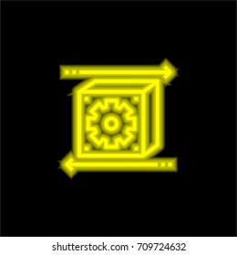 Processing yellow glowing neon ui ux icon. Glowing sign logo vector