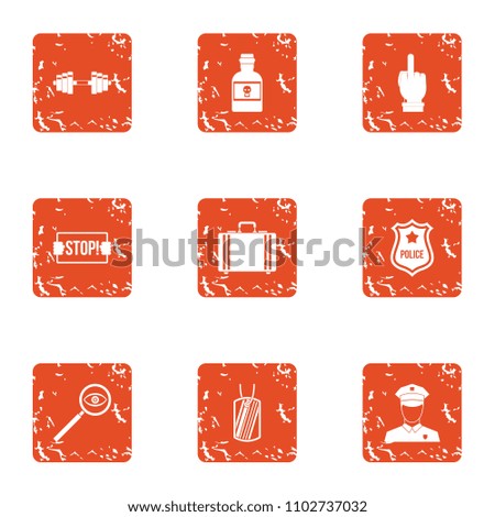 Procession icons set. Grunge set of 9 procession vector icons for web isolated on white background
