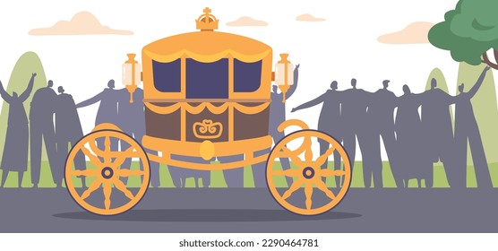 Procession Of Monarch Carriage Elegantly Moves Through The Busy Street  Drawing The Attention Of Onlookers