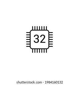 Processor 32 Bit Icon Vector Illustration