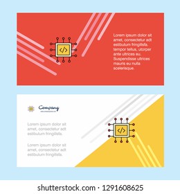 Processor abstract corporate business banner template, horizontal advertising business banner.
