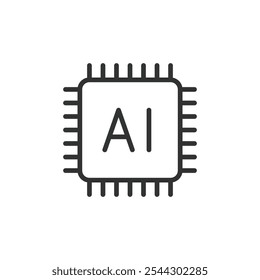 Processor AI, icon in line design. Processor, AI, technology, chip, circuit, data, hardware on white background vector. Processor AI editable stroke icon