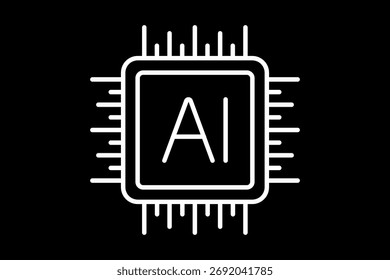 Icono de IA del procesador. Icono relacionado con la Tecnología. Conveniente para el diseño de Sitio web, App, interfaz de usuario, interfaces de usuario. Estilo de icono de línea plana. Diseño de Vector sencillo editable