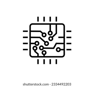 Processor with artificial intelligence. Flat Design on white background.
