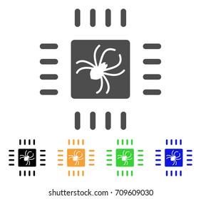 Processor Bug vector icon. Style is a flat graphic symbol in grey, black, yellow, blue, green color variants. Designed for web and mobile apps.