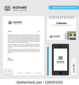 Processor Business Letterhead, Calendar 2019 and Mobile app design vector template