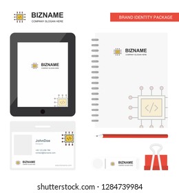 Processor Business Logo, Tab App, Diary PVC Employee Card and USB Brand Stationary Package Design Vector Template