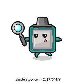 processor cartoon character searching with a magnifying glass , cute style design for t shirt, sticker, logo element