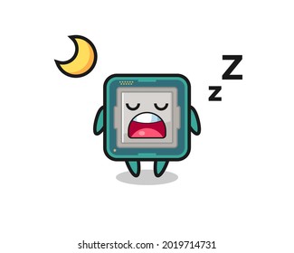 processor character illustration sleeping at night , cute style design for t shirt, sticker, logo element