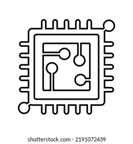 processor, cheap icon. Outline vector design.