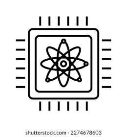 processor chip with atom molecule symbol icon vector