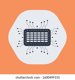 Processor chip, computer microchip, CPU chip set. Technology icon