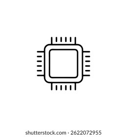 Processor chip or CPU line icon vector on white background