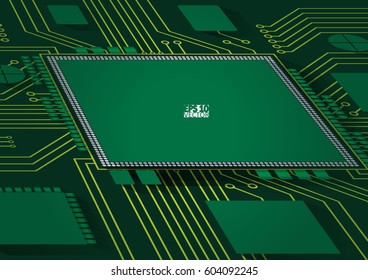 Processor and chip, engineering and tech, motherboard and computer design, vector illustration