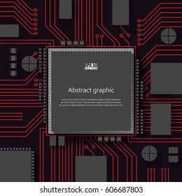 Processor and chip, engineering and tech, motherboard and computer design, vector illustration
