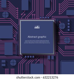 Processor and chip, engineering and tech, motherboard and computer design.  Eps10 Vector illustration.