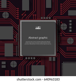 Processor and chip, engineering and tech, motherboard and computer design, vector illustration