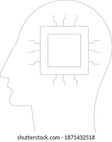 processor chip head. Vector Icon 