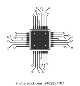 Processor chip icon. Cpu microchip tech set background vector ilustration.