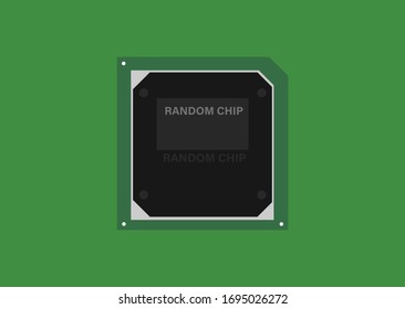 Processor chip icon flat style