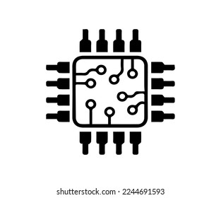 Processor chip icon on white background for graphic and web design. Creative illustration concept symbol