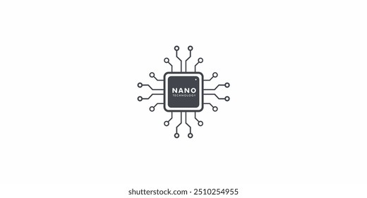 processor chip logo design with nano technology