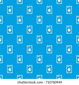 Processor chip pattern repeat seamless in blue color for any design. Vector geometric illustration