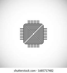 Processor chip related icon on background for graphic and web design. Creative illustration concept symbol for web or mobile app.