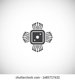 Processor chip related icon on background for graphic and web design. Creative illustration concept symbol for web or mobile app.
