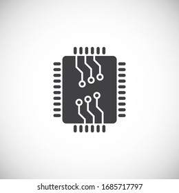 Icono relacionado con el chip del procesador en segundo plano para diseño gráfico y web. Símbolo de concepto de ilustración creativa para aplicación web o móvil.