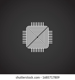 Icono relacionado con el chip del procesador en segundo plano para diseño gráfico y web. Símbolo de concepto de ilustración creativa para aplicación web o móvil.