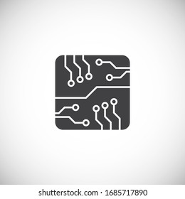 Icono relacionado con el chip del procesador en segundo plano para diseño gráfico y web. Símbolo de concepto de ilustración creativa para aplicación web o móvil.