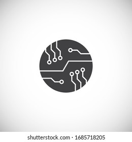 Prozessorchipsymbol auf dem Hintergrund für Grafik und Webdesign. Symbol für kreatives Illustrationskonzept für Web- oder mobile App.